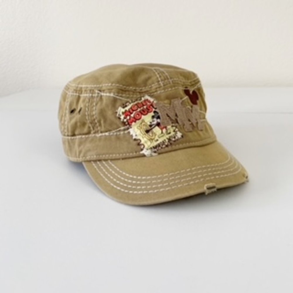 Disney Parks Mickey Mouse Military Cadet Style Distressed Cap